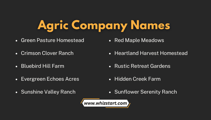 Agric Company Names