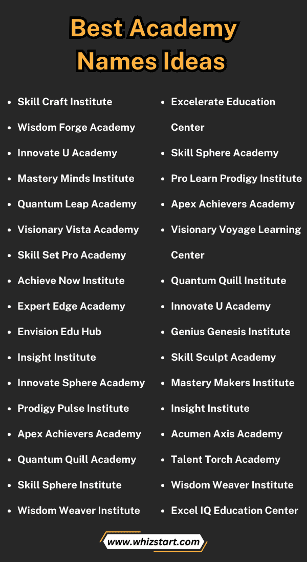 Best Academy Names Ideas
