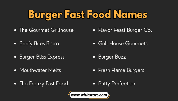 Burger Fast Food Names