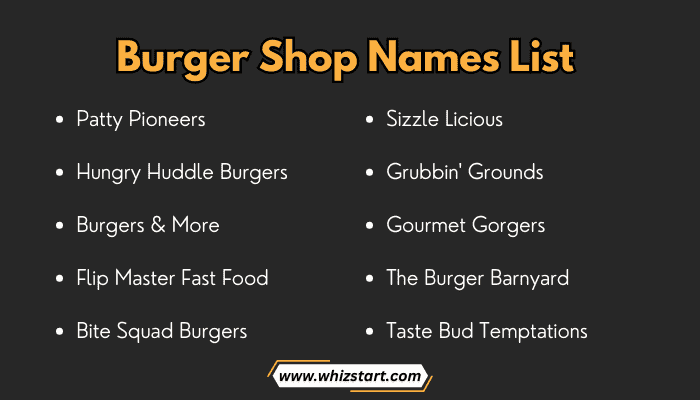 Burger Shop Names List