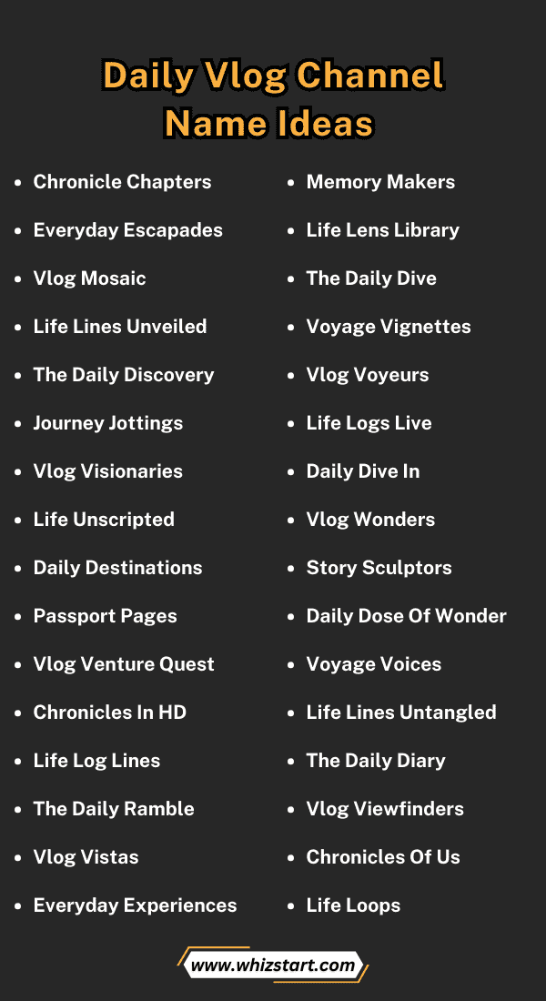 Daily Vlog Channel Name Ideas