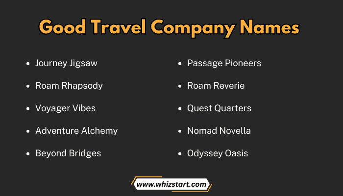 Good Travel Company Names
