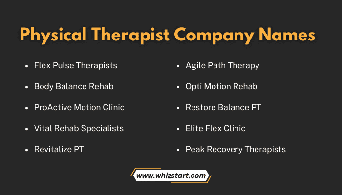 Physical Therapist Company Names