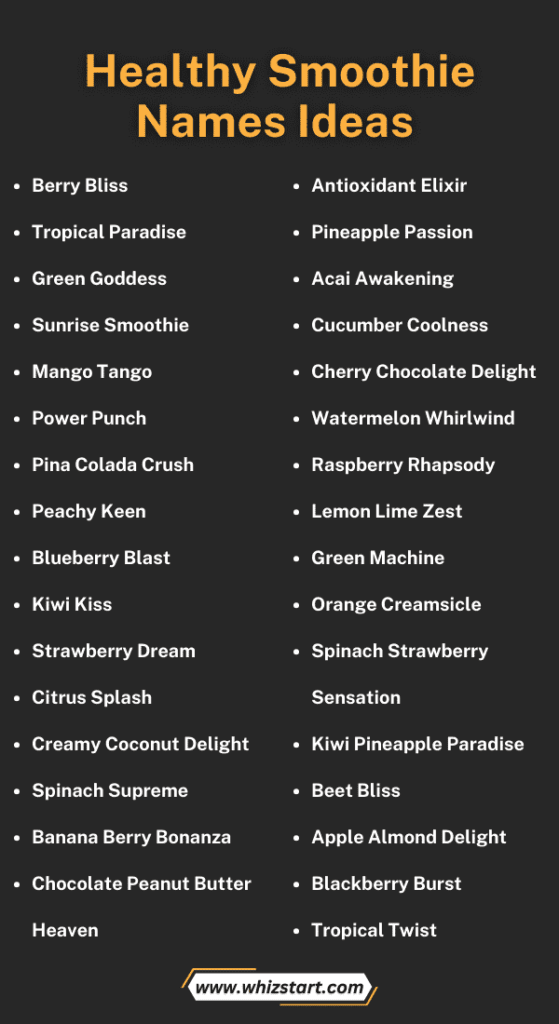 755+ Healthy Smoothie Names Ideas for Refreshing Success! - WhizStart