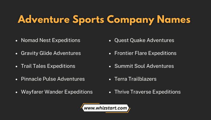 Adventure Sports Company Names