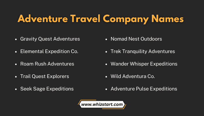 Adventure Travel Company Names