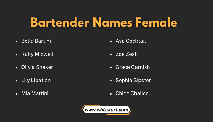 Bartender Names Female