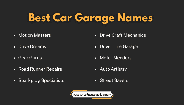 Best Car Garage Names