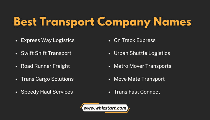 Best Transport Company Names