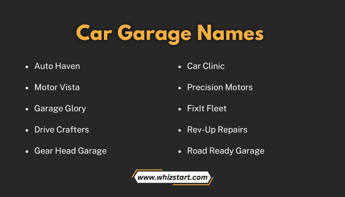 Car Garage Names