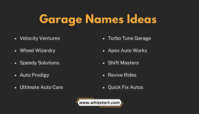 Garage Names Ideas