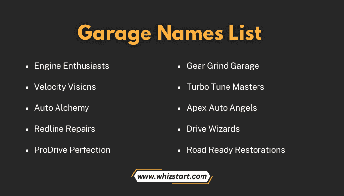 Garage Names List