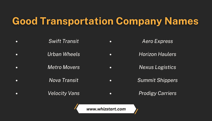 Good Transportation Company Names