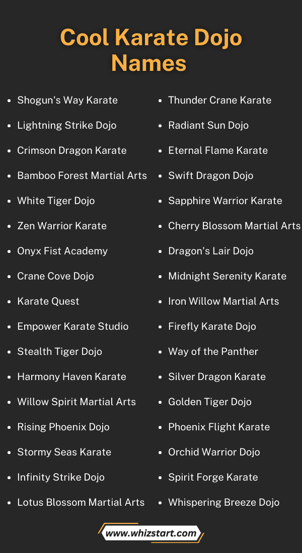 Karate Dojo Names