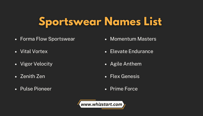 Sportswear Names List