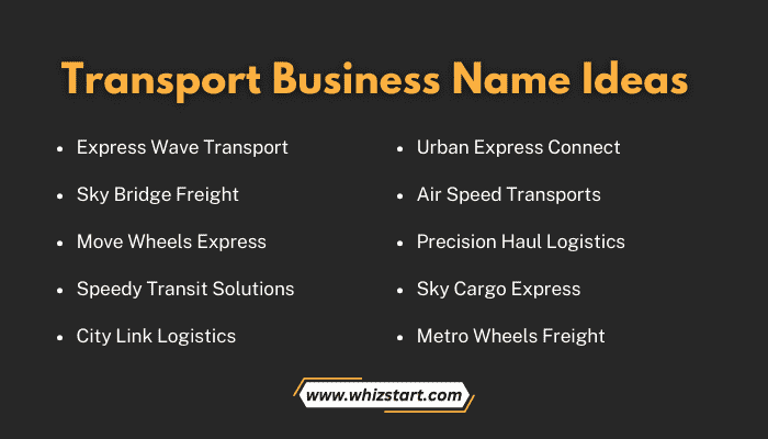 Transport Business Name Ideas