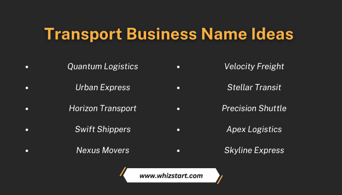 Transport Business Name Ideas