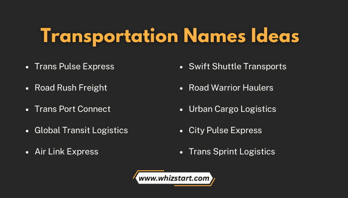Transportation Names Ideas