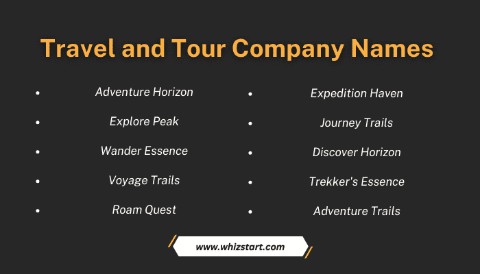 Travel and Tour Company Names