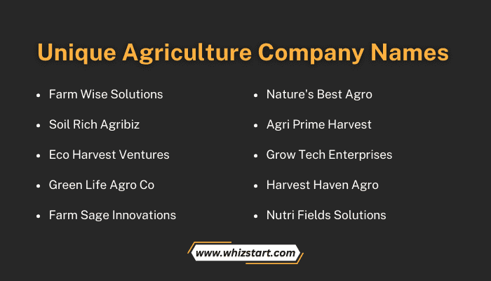 Unique Agriculture Company Names