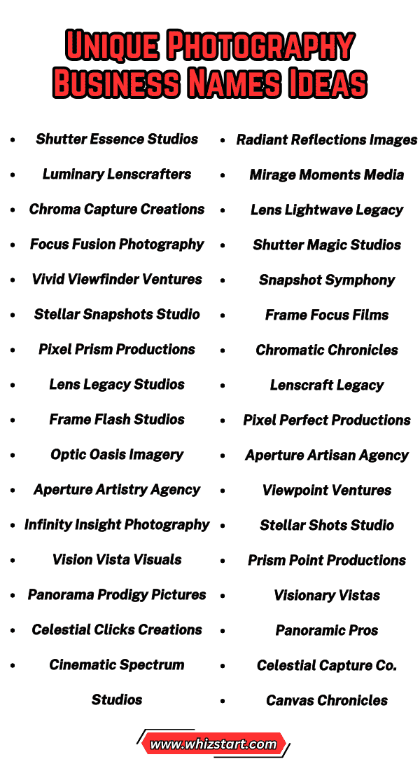 Photography Business Names Ideas