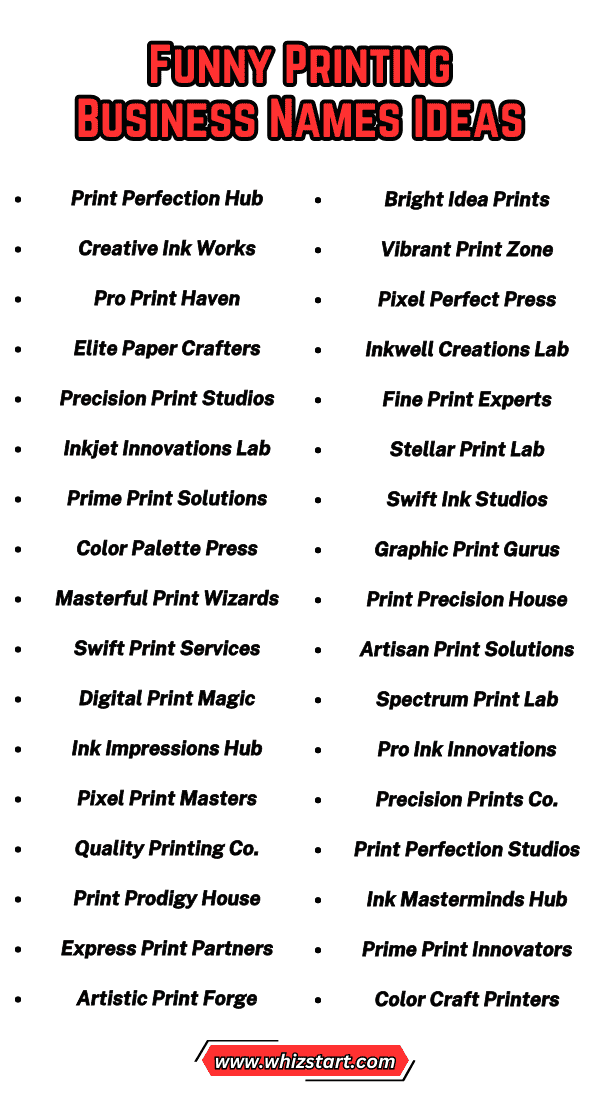 Printing Business Names Ideas