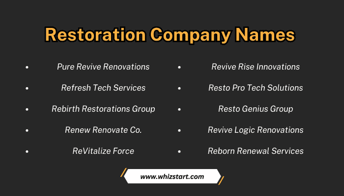 Restoration Company Names