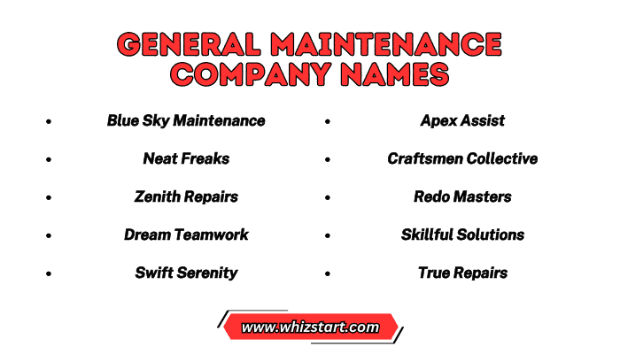 General Maintenance Company Names