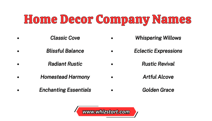 Home Decor Company Names