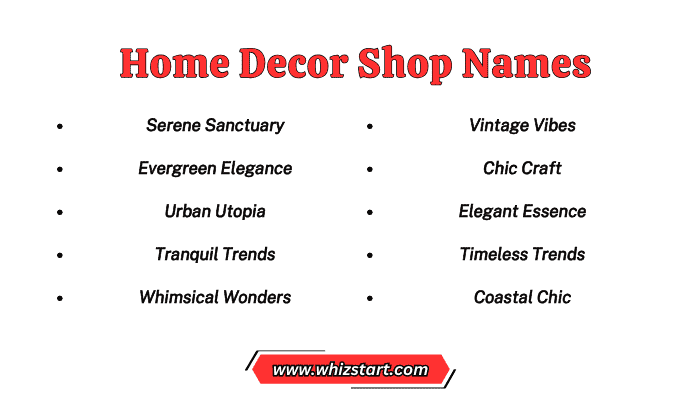 Home Decor Shop Names