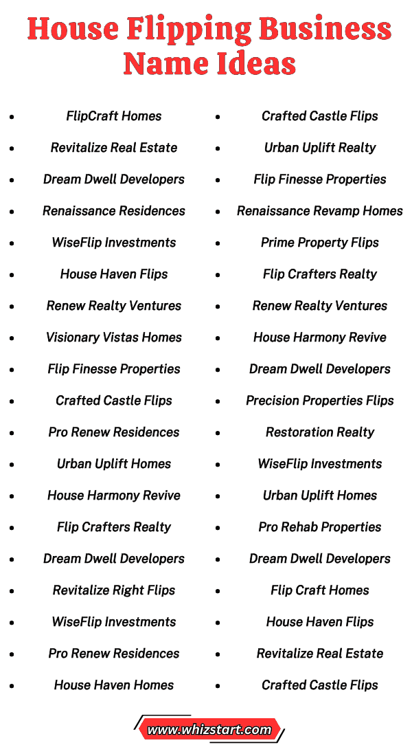 House Flipping Business Name Ideas