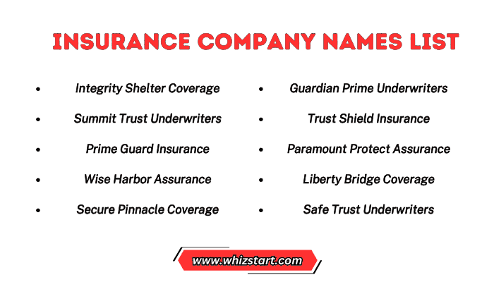 Insurance Company Names List