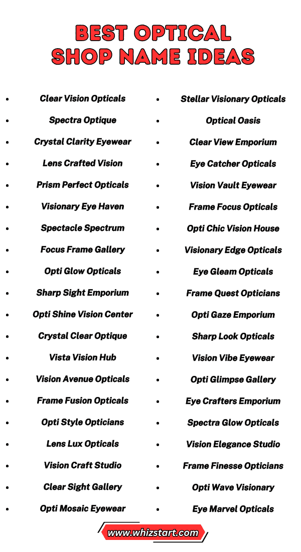 Optical Shop Name Ideas