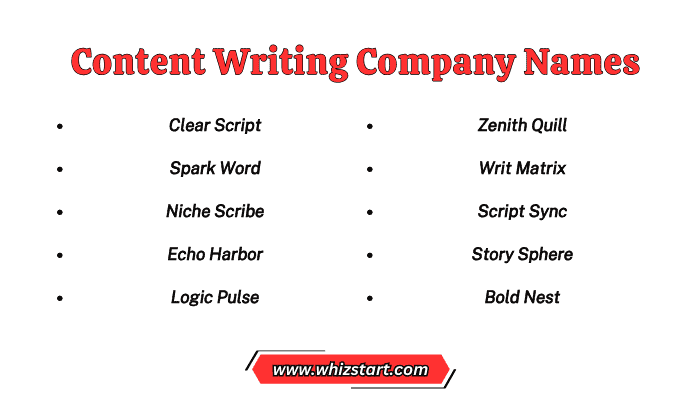 Content Writing Company Names