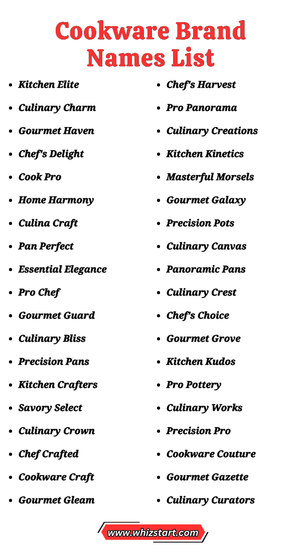 Cookware Brand Names List