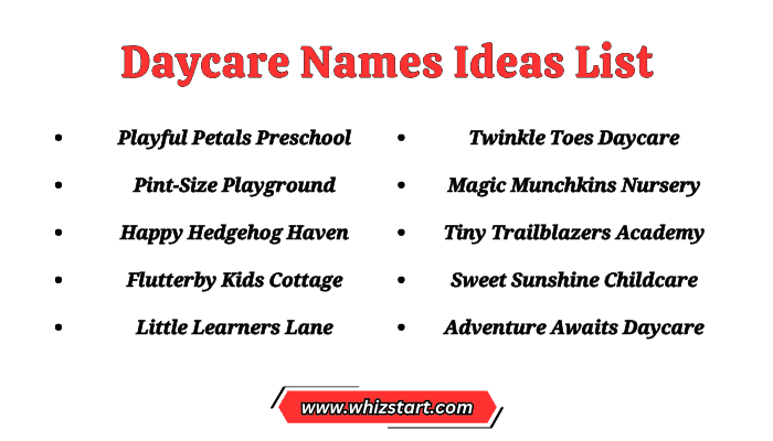 Daycare Names Ideas List