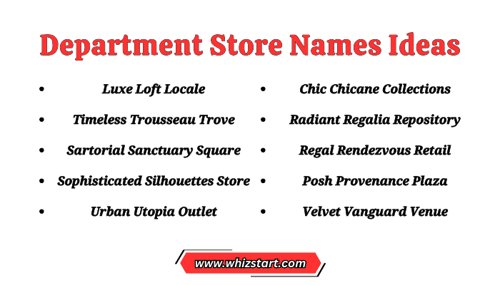 Department Store Names Ideas
