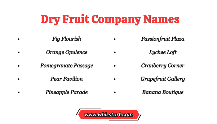 Dry Fruit Company Names