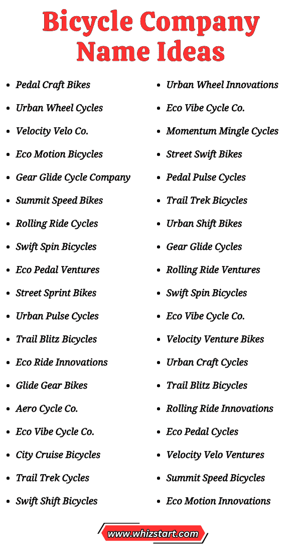 Bicycle Company Name Ideas