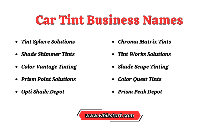 Car Tint Business Names