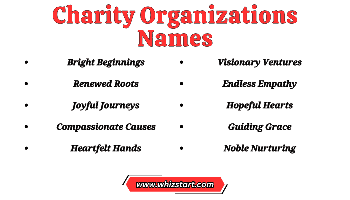 Charity Organizations Names