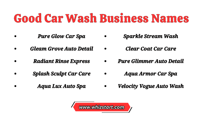 Good Car Wash Business Names