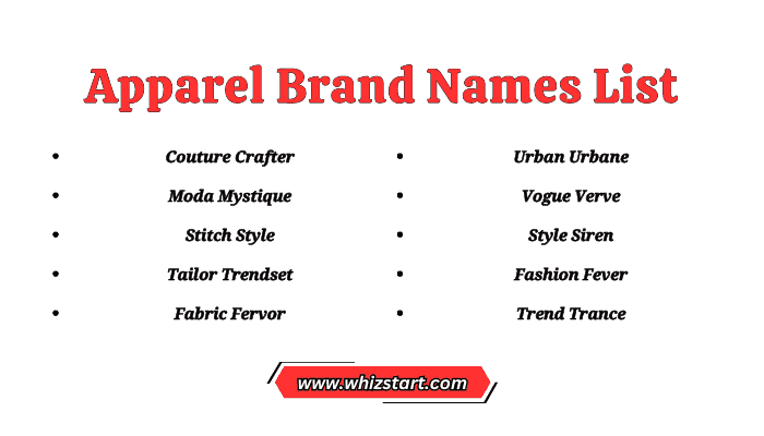 Apparel Brand Names List
