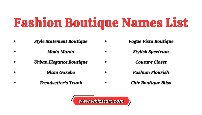 Fashion Boutique Names List