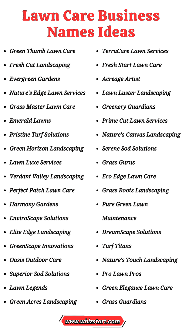 Lawn Care Business Names Ideas