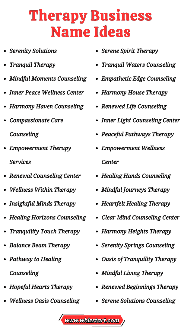 Therapy Business Name Ideas