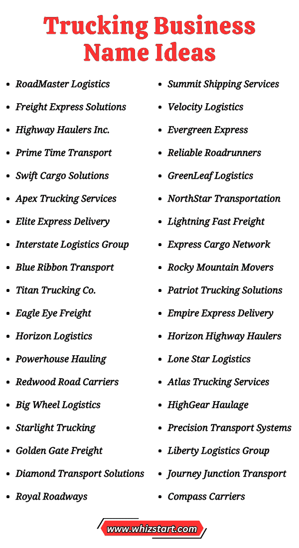 Trucking Business Name Ideas