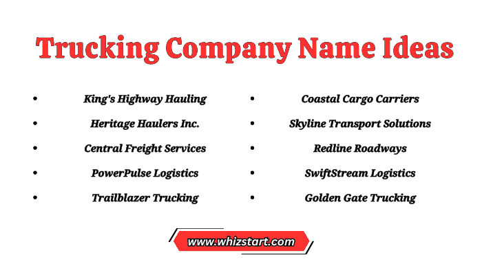 Trucking Company Name Ideas
