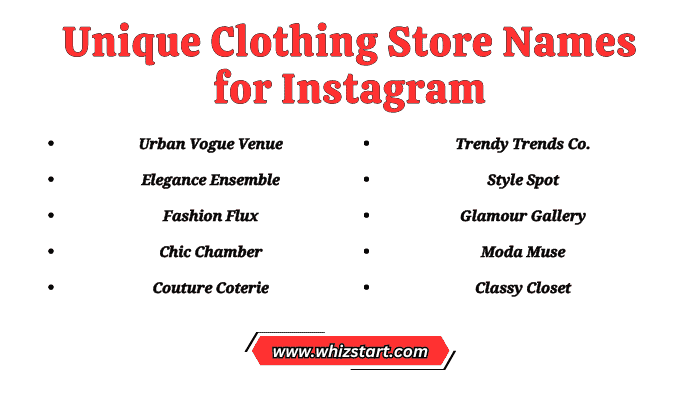 Unique Clothing Store Names for Instagram
