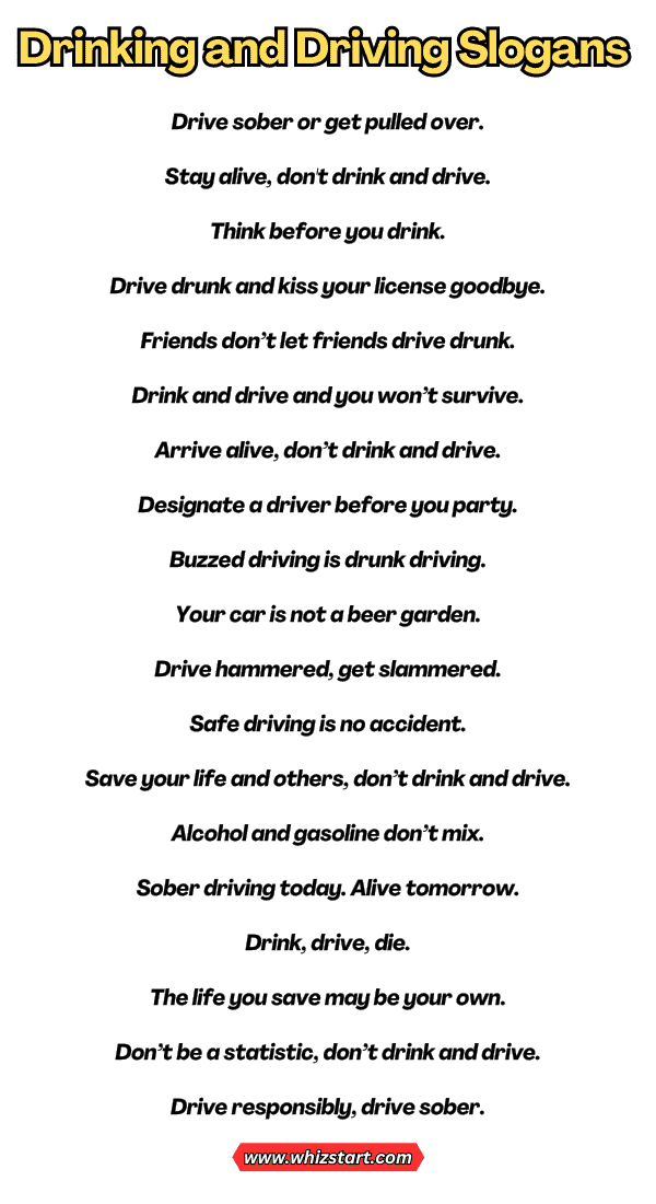 Drinking and Driving Slogans